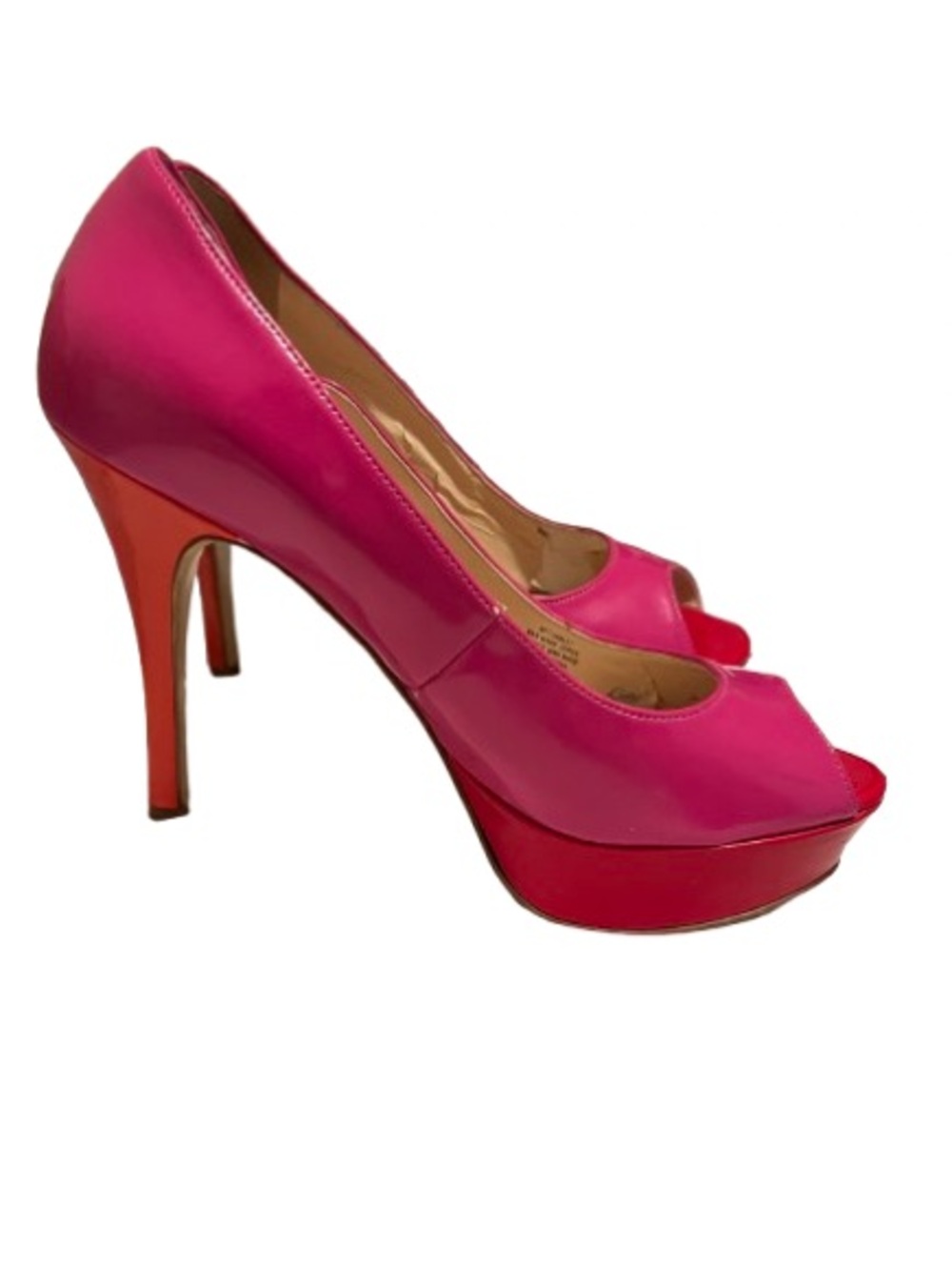 Marc Fisher Hot Pink Patent Peep-Toe Platform Heels